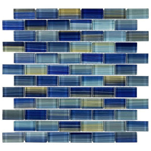 Glass Mosaic Tile Aquarella Blue 1x2 for Pools and Spas