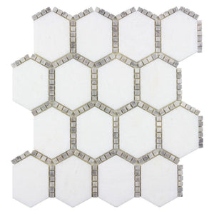 Adorned Hexagon Stone Mosaic Tile Gray for Kitchen, and Bathroom