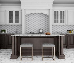 Extended Hexagon Stone Mosaic Tile Gray for featured on a kitchen backsplash