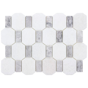 Extended Hexagon Stone Mosaic Tile Gray for Kitchen, and Bathroom