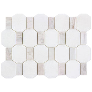 Extended Hexagon Stone Mosaic Tile Beige for Kitchen, and Bathroom