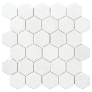 Hexagon Prime Stone Mosaic Tile White for Shower Floor and Walls