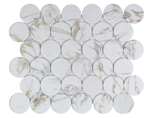 Recycled Glass Tile Beige Rounded 2-inch for kitchen backsplash, bathroom, showers, floors, and walls