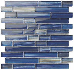 Glass Mosaic Tile Aquarella Linear Blue