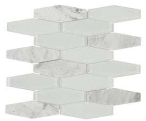 Glass Stone Mosaic Tile Diamond Carrara