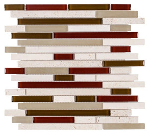 Glass Travertine Wine Blend Tile Brick for Backsplash