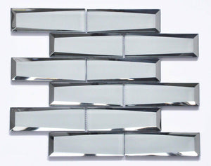 Mirrored Glass Tile Platinum Reversed Bevel 2 x 6