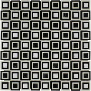 Black and White Cubes Mosaic Tile