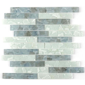 Liquid Glass Mosaic Tile Aqua Blend 1 x 6