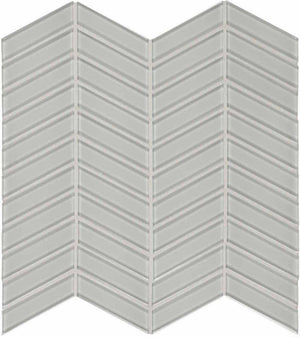 Glass Mosaic Tile Chevron White Moderne