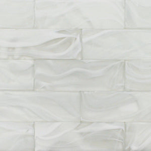 Glass Subway Tile Swirl Pearl 3 x 9