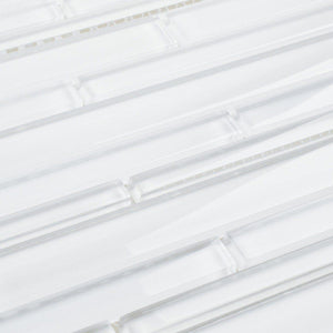 Glass Mosaic Tile Strip Extra White