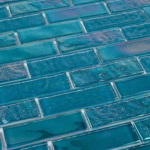 Iridescent Glass Tile Summer Turquoise 1 x 3