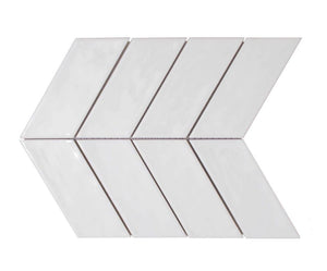 Chevron Ceramic Mosaic Wall Tile White