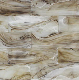 Glass Subway Tile Swirl Beige 3 x 9