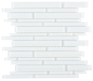 Glass Mosaic Tile Strip Extra White