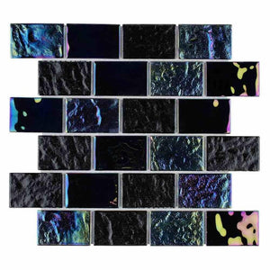 Iridescent Glass Tile Summer Black 2 x 3