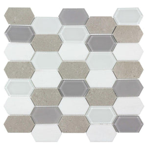 Coastline Picket Glass Stone Mosaic Tile