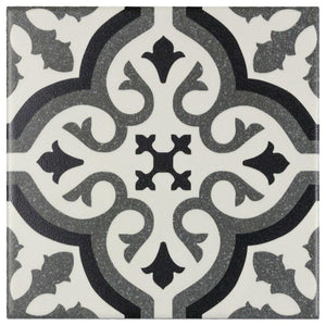 Vintage Patterned Tile Black and White 6 x 6