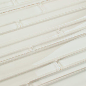 Glass Mosaic Tile Strip Creamy