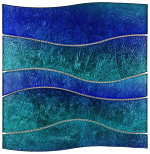 Glass Tile Wave Sparkling Blue Water