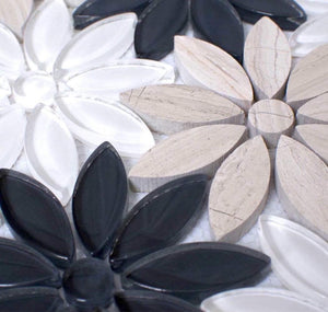 Waterjet Flower Mosaic Tile Dusk