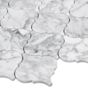 Mediterranean Stone Mosaic Tile White Arabesque