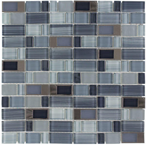 Glass Mosaic Tile Modular Midnight