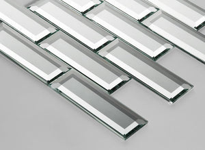 Mirror Glass Subway Tile Beveled 2x6