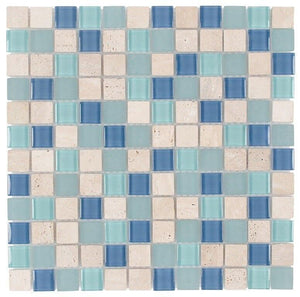 Glass Travertine Aqua Blend Tile for Backsplash