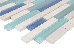 Glass Travertine Aqua Blend Tile Brick for Backsplash