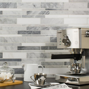 Stone Mosaic Wall Tile White Blend