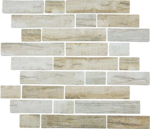 Linear Glass Mosaic Tile Wood Ash