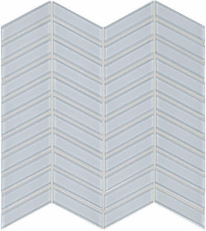 Glass Mosaic Tile Chevron Soft Blue