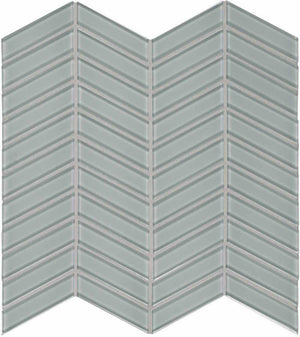 Glass Mosaic Tile Chevron Tender Gray