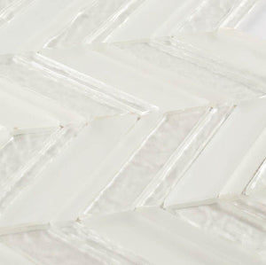 Glass Mosaic Tile Chevron Ivory