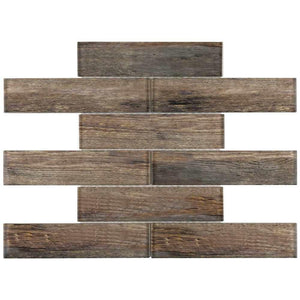 Subway Glass Tile Maple Wood 2 x 8