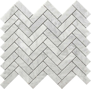 Herringbone Carrara Mosaic Tile