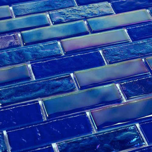 Iridescent Glass Tile Summer Cobalt Blue 1 x 3