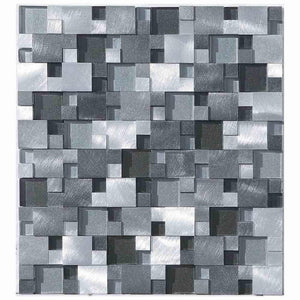 Aluminum Glass Split Face 3D Tile Silver Mix