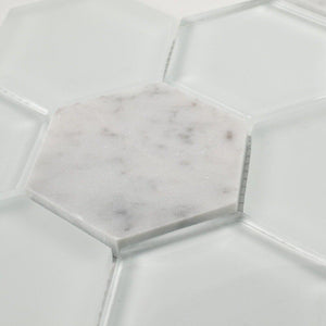 Glass Stone Mosaic Tile Hexagon Carrara