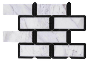 Marble Waterjet Subway Mosaic Tile Black and White