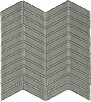 Glass Mosaic Tile Chevron French Gray