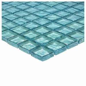 Iridescent Clear Glass Pool Tile Aqua 1 x 1