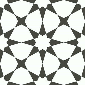 Patterned Porcelain Tile Star Coal 8x8 for backsplash, bathroom, shower, floor, and walls