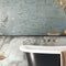 Vintage Distressed Picket Tile Rust 2x10 installed on a bathroom wall behind a classic clawfoot bathtub black and white