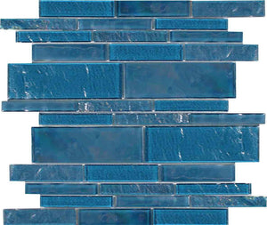 Beach Glass Tile Iridescent Turquoise Linear-Mineral Tiles