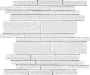 Beach Glass Tile Iridescent White Linear-Mineral Tiles