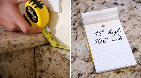 writing down your measurements - backsplash area calculation