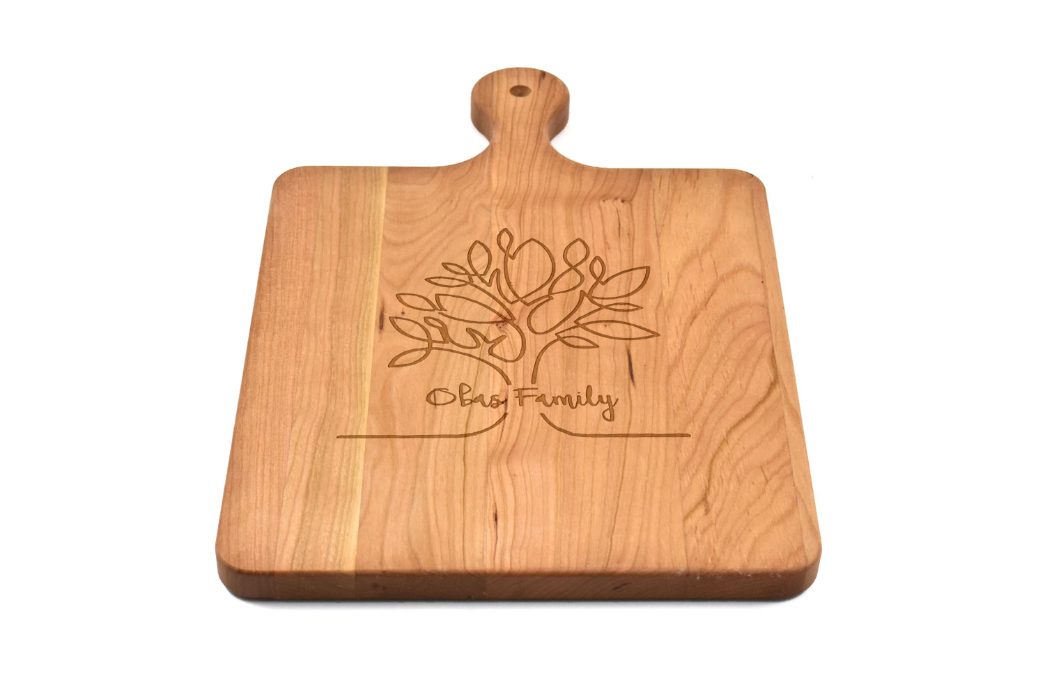 Cherry Wood Cutting Board with Rounded Handle, Custom Engraved, Chopping Board, Presentation Board, Made in Canada